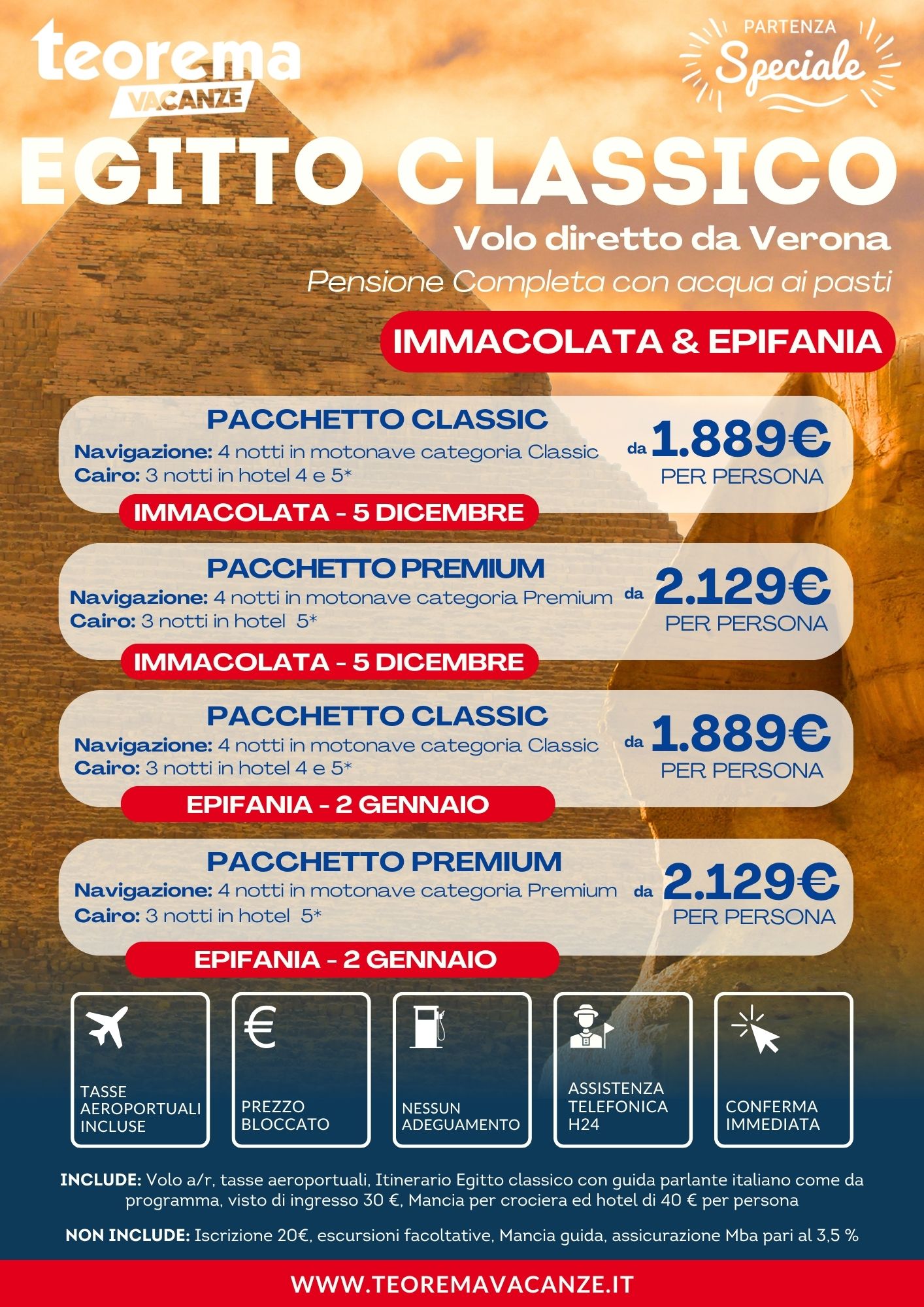 IMMACOLATA & EPIFANIA EGITTO CLASSICO - DA VERONA - WINTER 2027