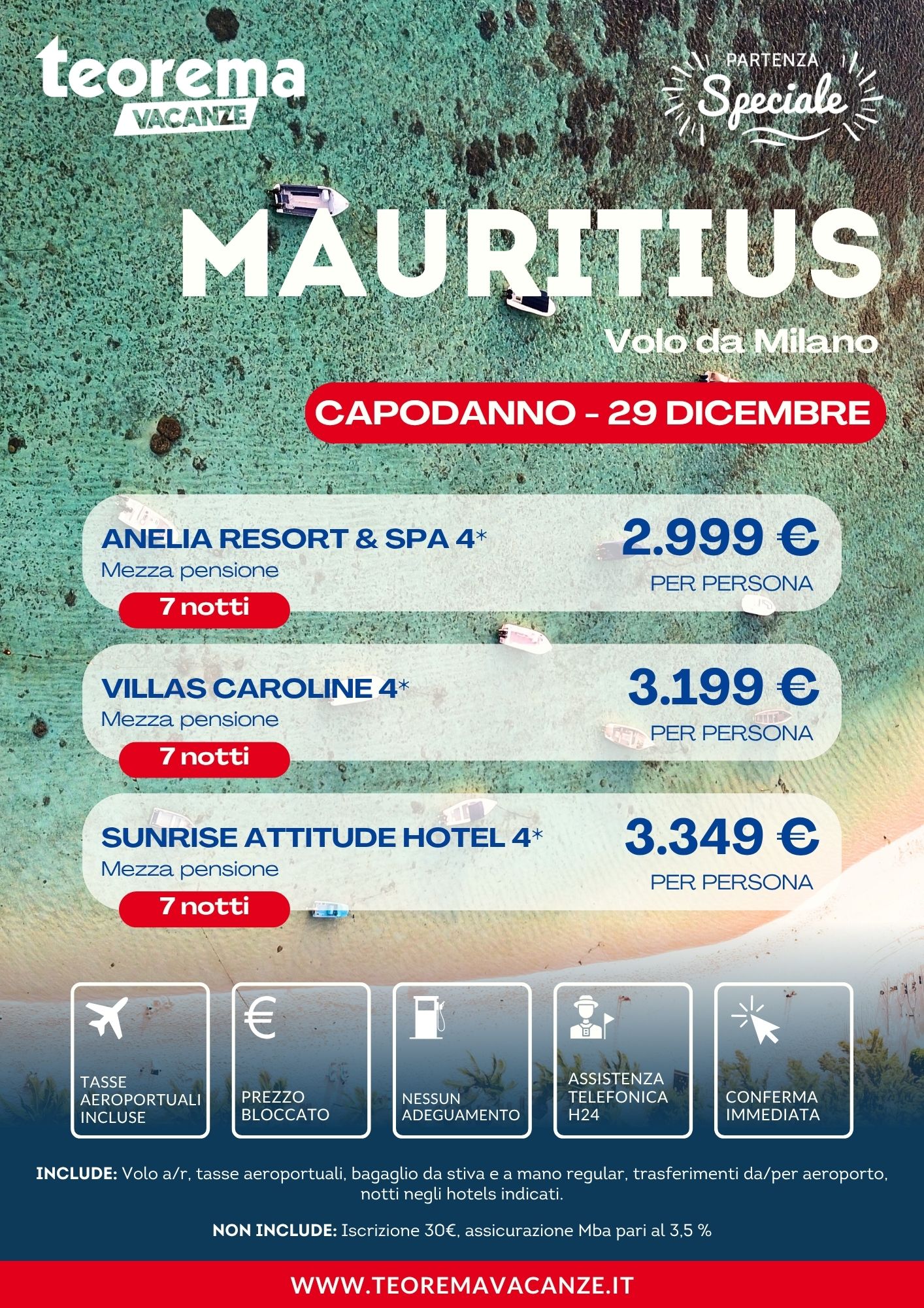 CAPODANNO MAURITIUS - DA MILANO - WINTER 2027