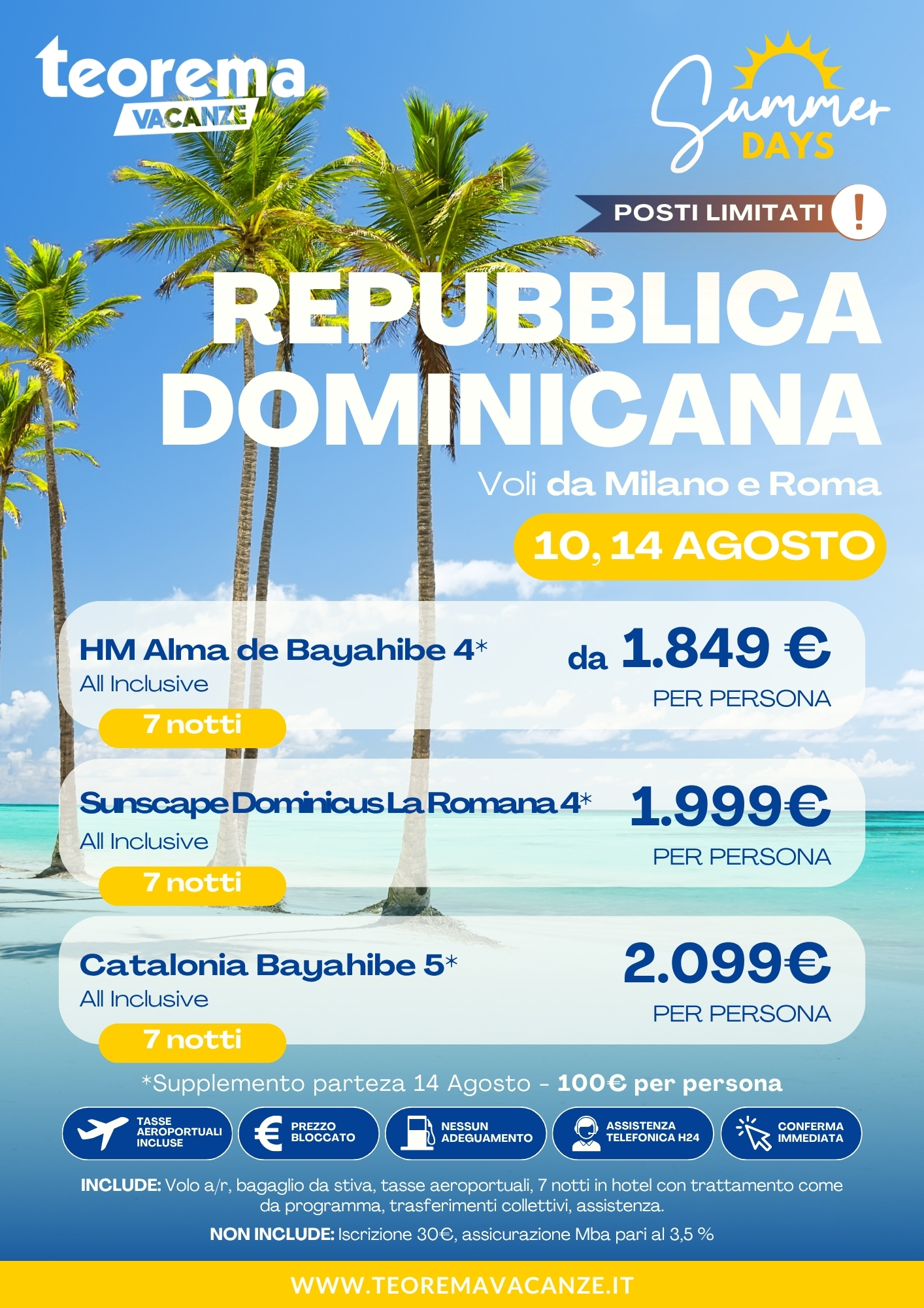 SUMMER DAYS 26 - REP. DOMINICANA - DA MILANO E ROMA
