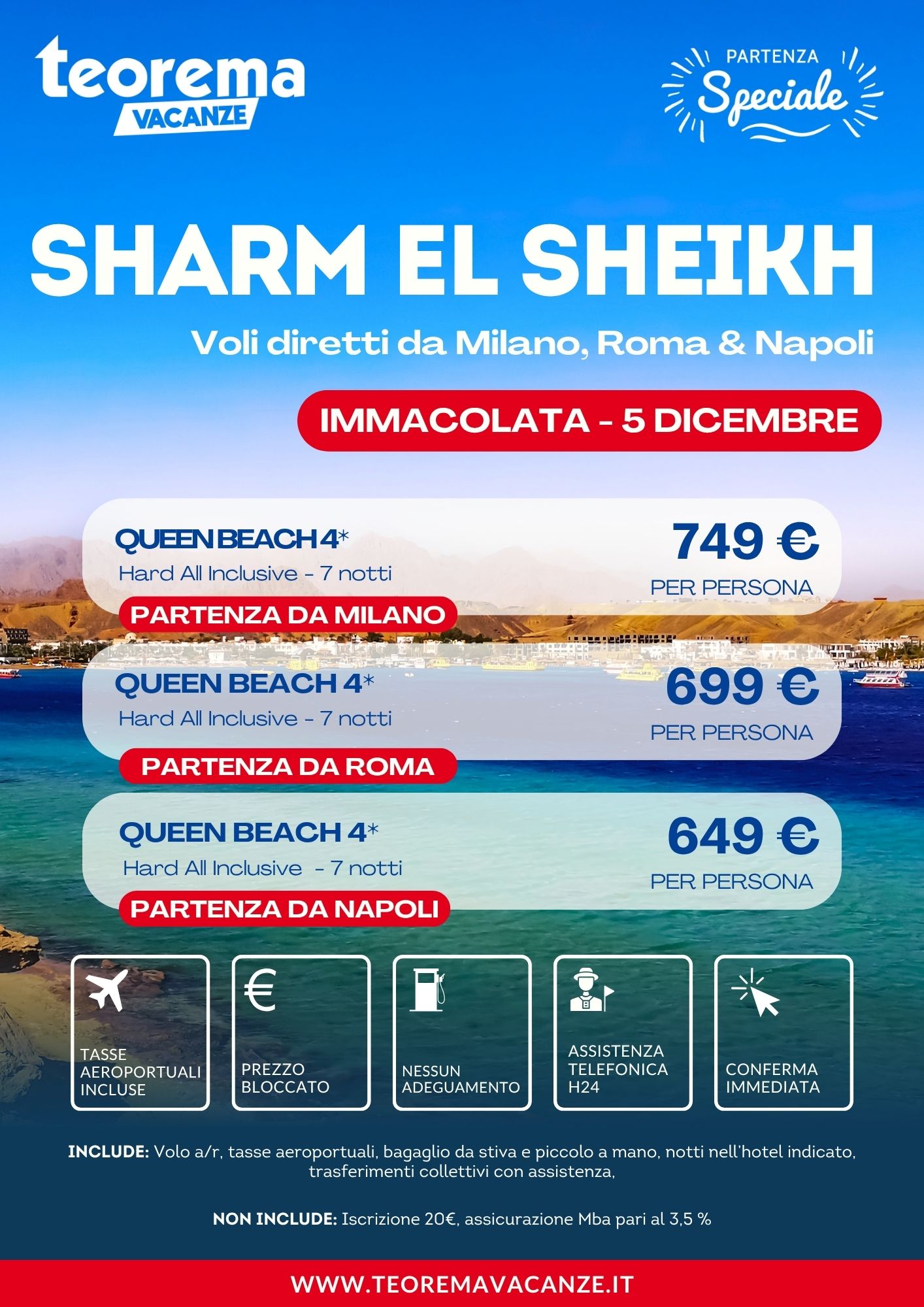 IMMACOLATA SHARM EL SHEIKH - DA MILANO, ROMA & NAPOLI - WINTER 2027